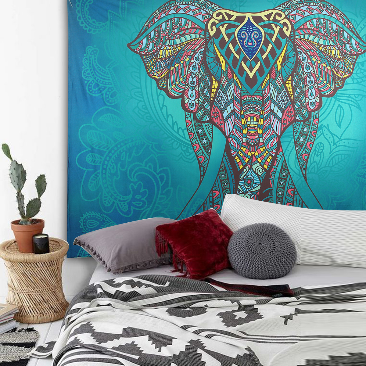 "Mandala Elephant" Tapestry - Image 4