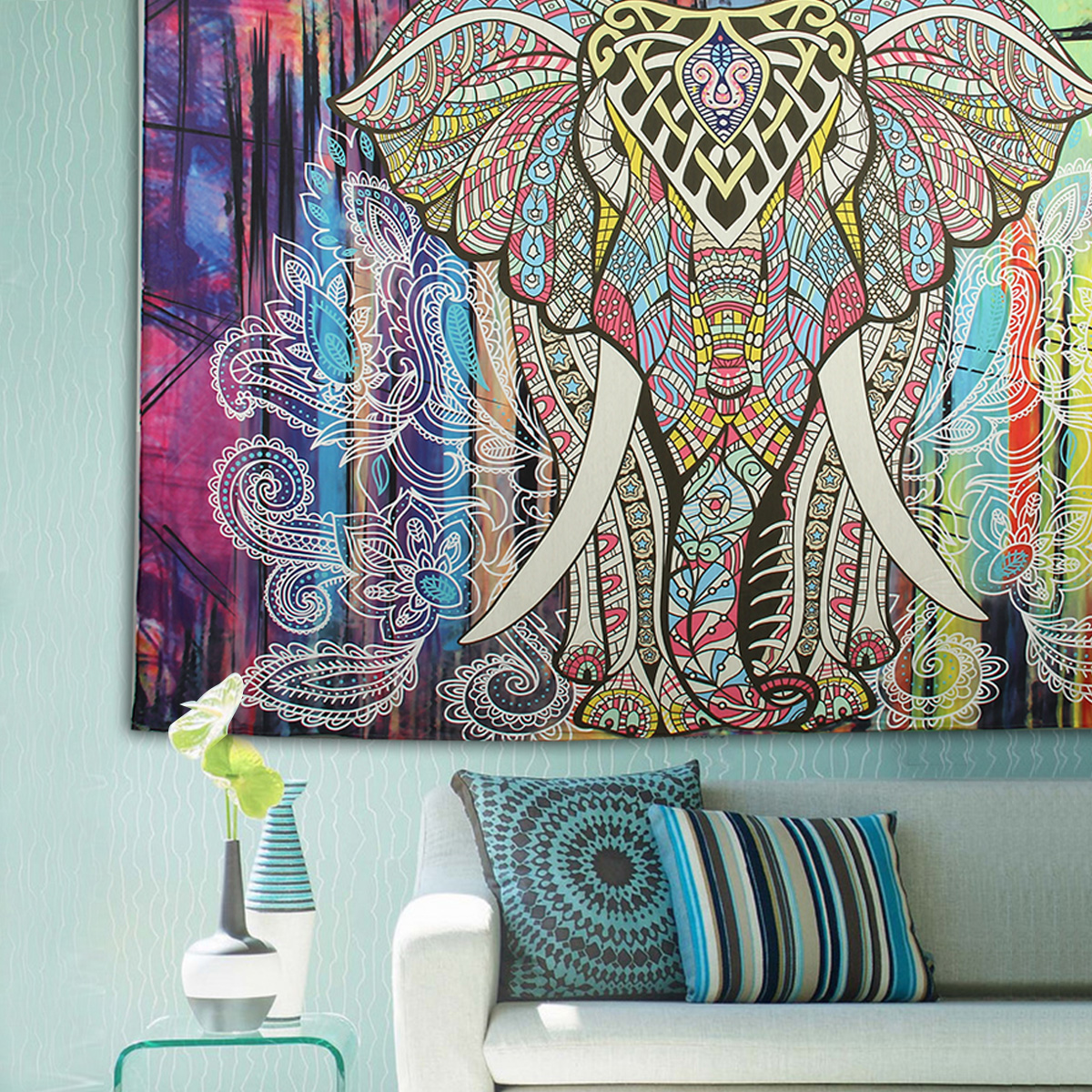 "Mandala Elephant" Tapestry